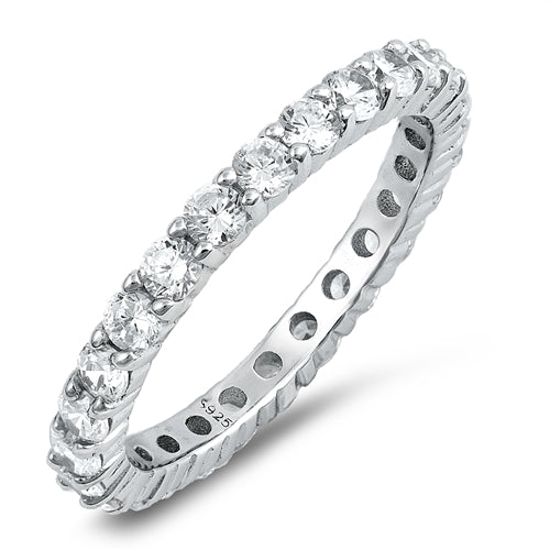 CLOSEOUT! Cubic Zirconia Eternity Anniversary Band .925 Sterling Silver Ring Sizes 4-12