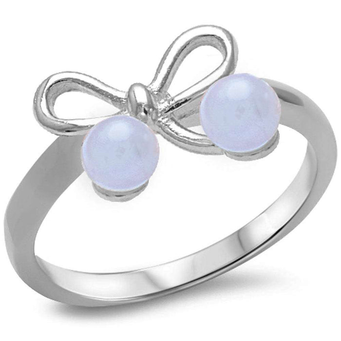 CLOSEOUT!LabWhite Pearl Ribbon .925 Sterling Silver Ring