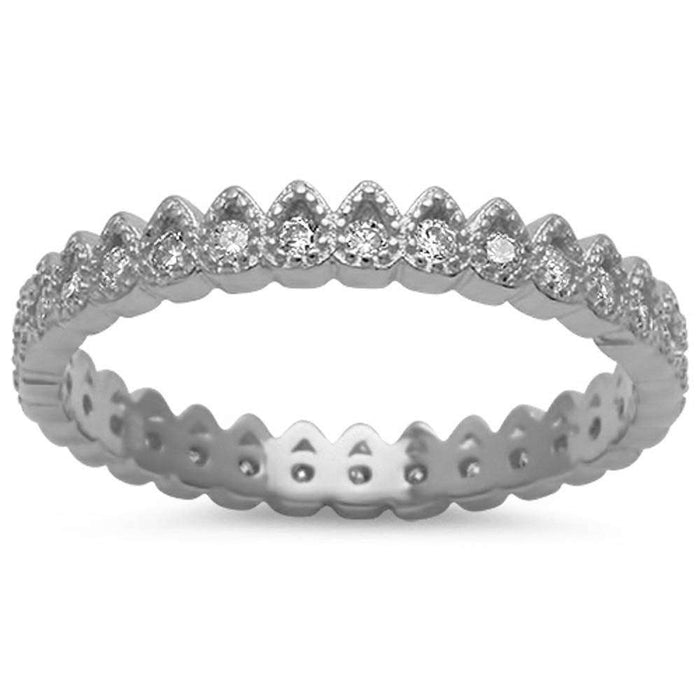 CLOSEOUT! Pear Shape Cz Band .925 Sterling Silver Ring