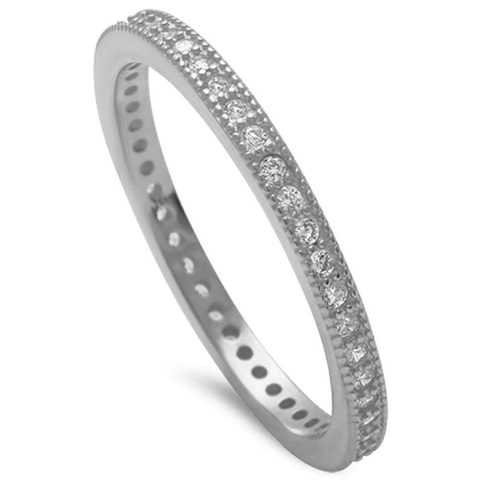 CLOSEOUT! Cz Eternity Band .925 Sterling Silver Ring Sizes 4-7