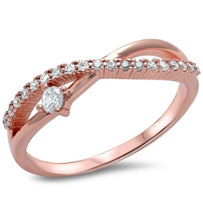 CLOSEOUT! Rose Gold Plated Cz Infinity .925 Sterling Silver Ring Sizes 4-10