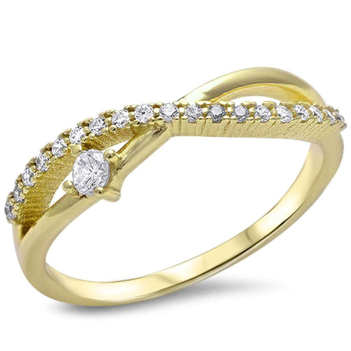 CLOSEOUT! Yellow Gold Plated Cz Infinity .925 Sterling Silver Ring Sizes 4-10