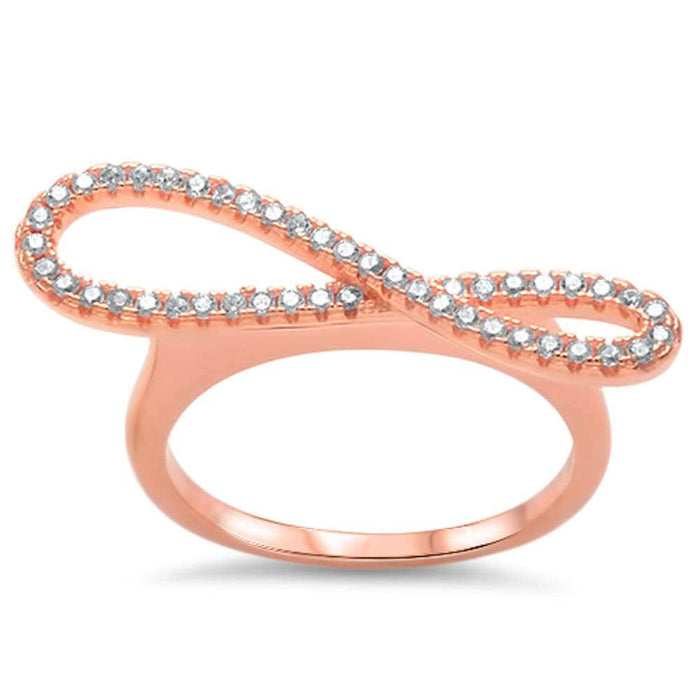 CLOSEOUT!Rose Gold Plated Cz Infinity .925 Sterling Silver Ring Sizes 4-10