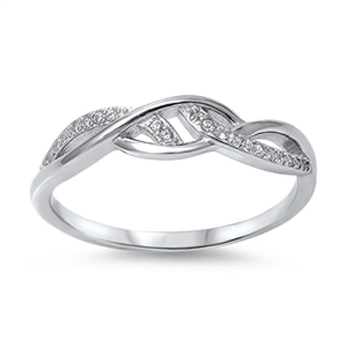 CLOSEOUT! Infinity Style Cubic Zirconia Band .925 Sterling Silver Ring