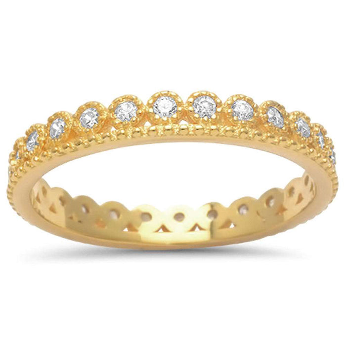 CLOSEOUT!LabYellow Gold Plated Cz Crown .925 Sterling Silver Ring
