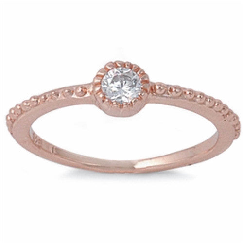 CLOSEOUT!Rose Gold Plated Cubic Zirconia Petite Band .925 Sterling Silver