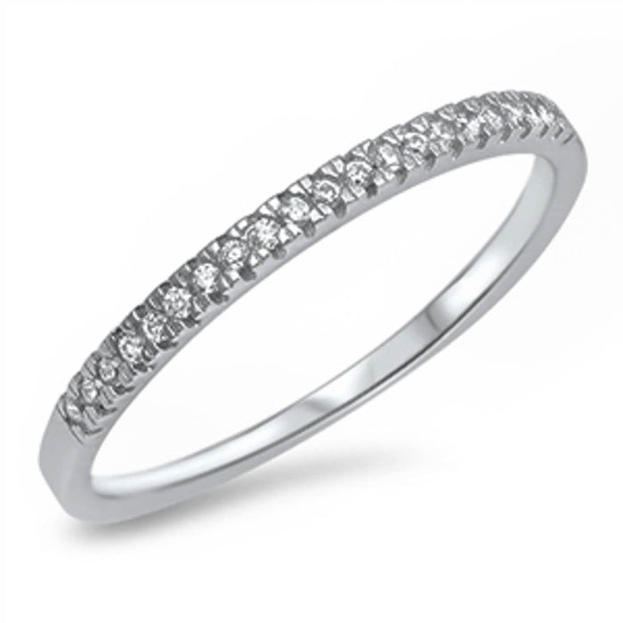 CLOSEOUT! Silver Plated Cz Engagement Band .925 Sterling Silver Ring