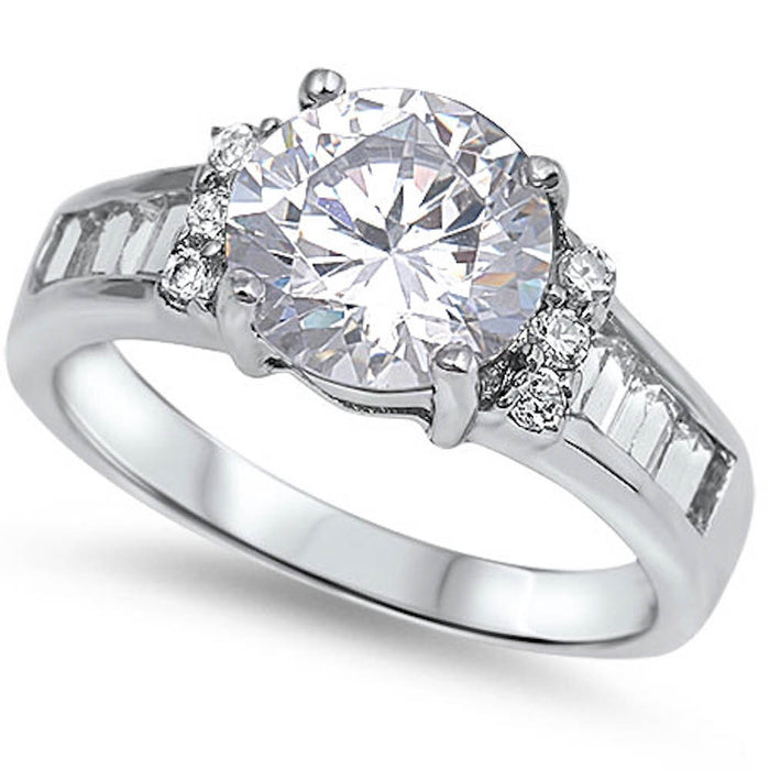 CLOSEOUT! Fine Cz Engagement Ring .925 Sterling Silver