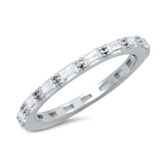 CLOSEOUT! Baguette Cubic Zirconia Eternity Band .925 Sterling Silver Ring
