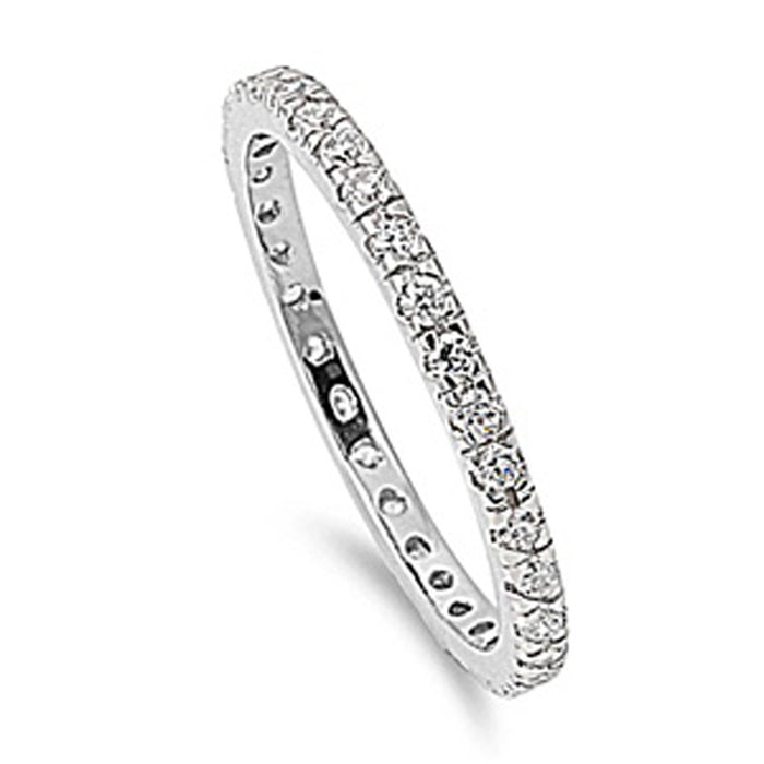 Beautiful Stackable Cubic Zirconia .925 Sterling Silver Eternity Band