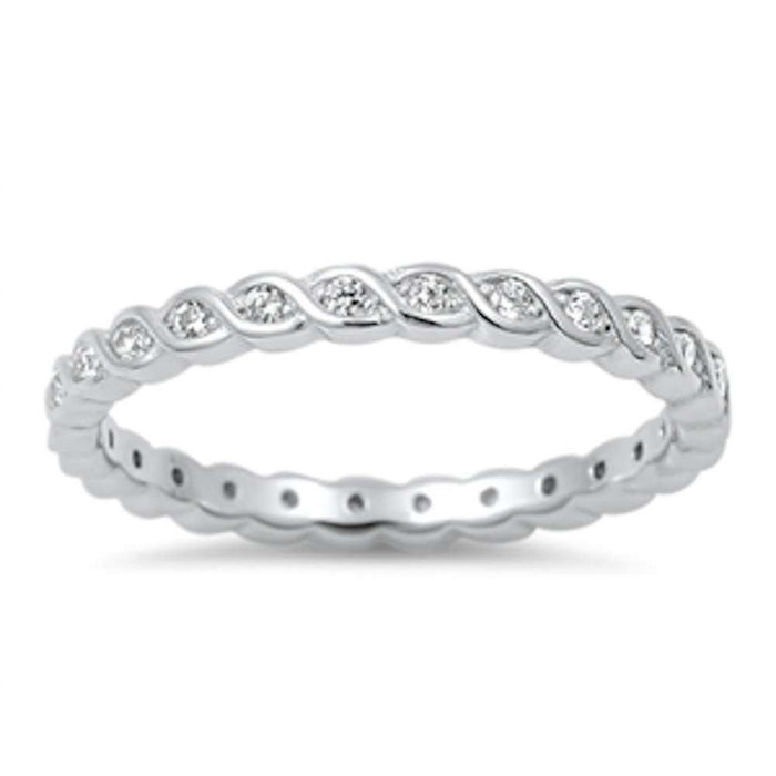 CLOSEOUT! Infinity Cubic Zirconia Eternity Band .925 Sterling Silver Ring