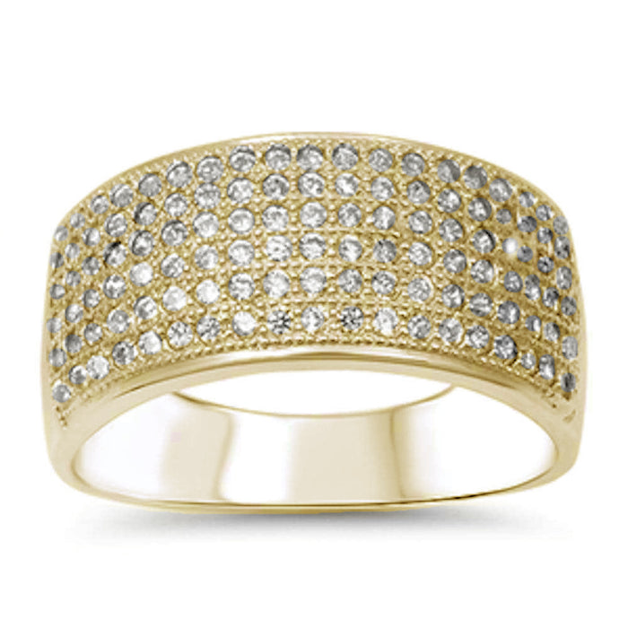 CLOSEOUT! Yellow Gold Plated Micro Pave Cubic Zirconia .925 Sterling Silver Ring