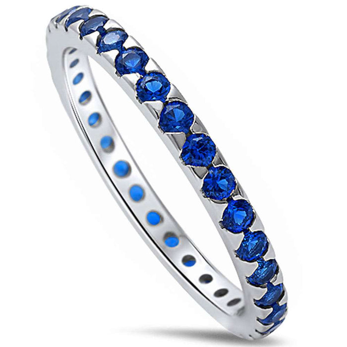 CLOSEOUT!Blue Sapphire Eternity Band .925 Sterling Silver Ring