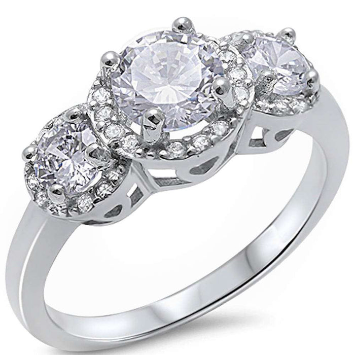 CLOSEOUT!Halo Style Cubic Zirconia .925 Sterling Silver Ring