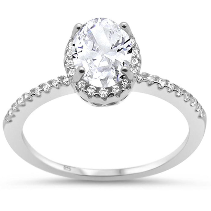 Oval Cut Cubic Zirconia Engagement .925 Sterling Silver Ring