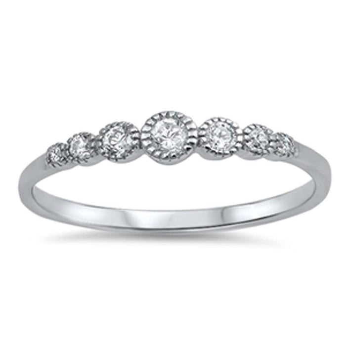 CLOSEOUT!Seven Round Cubic Zirconia .925 Sterling Silver Ring
