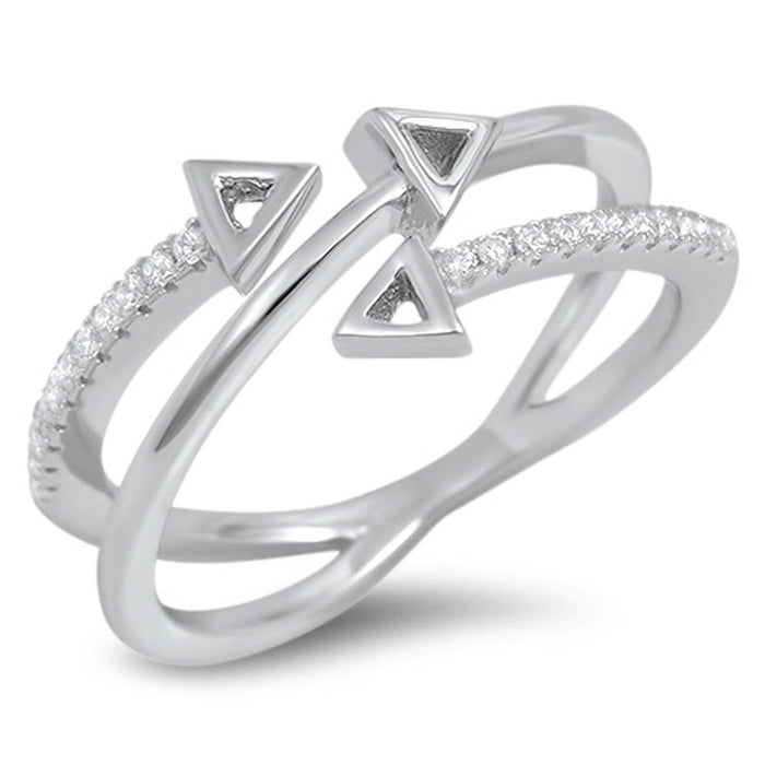 CLOSEOUT!Three Arrow Cubic Zirconia .925 Sterling Silver Ring