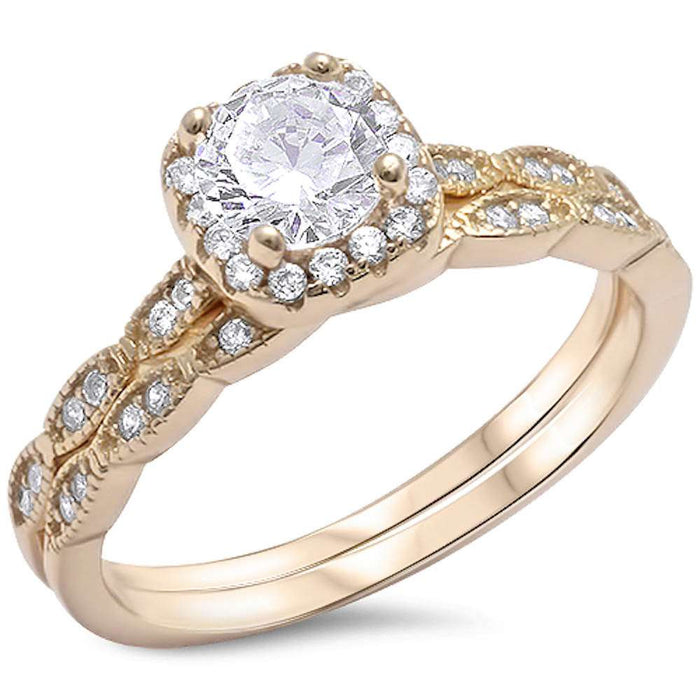 CLOSEOUT!Yellow Gold Plated Cz Solitaire .925 Sterling Silver Ring