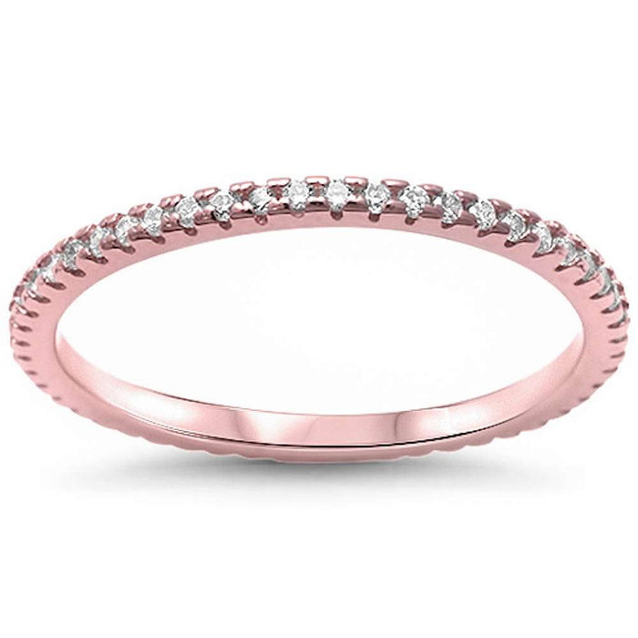 CLOSEOUT! Rose Gold Plated Cubic Zirconia Eternity .925 Sterling Silver Ring