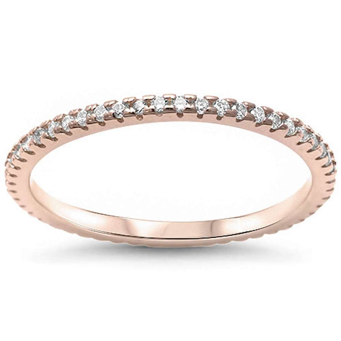CLOSEOUT! Yellow Gold Plated Cubic Zirconia Eternity .925 Sterling Silver Ring