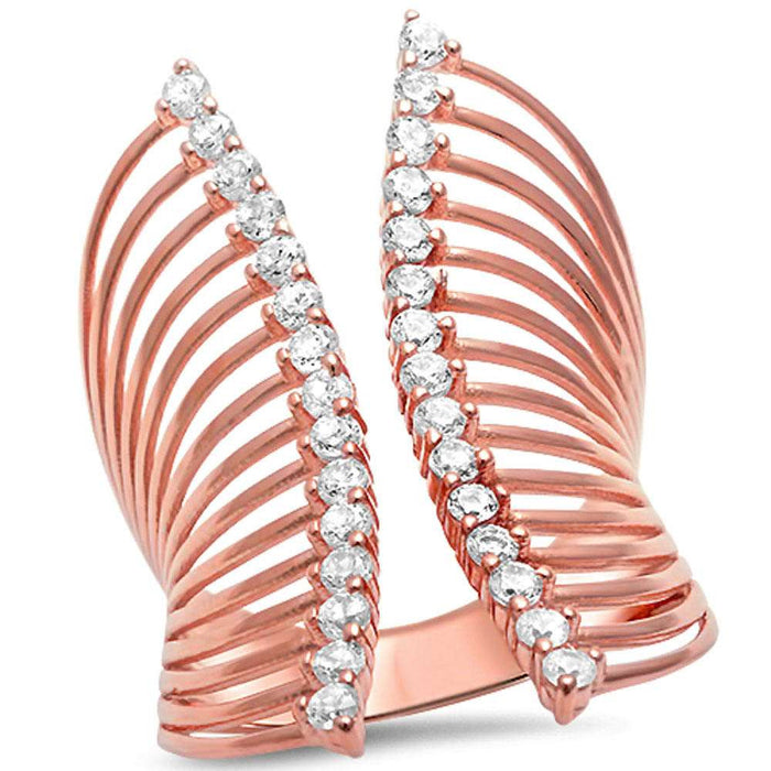 CLOSEOUT! Rose Gold Plated Cubic Zirconia .925 Sterling Silver Ring