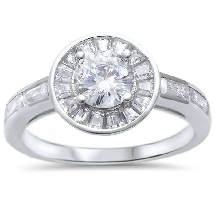 CLOSEOUT! Round Solitaire Cubic Zirconia Engagement .925 Sterling Silver Ring
