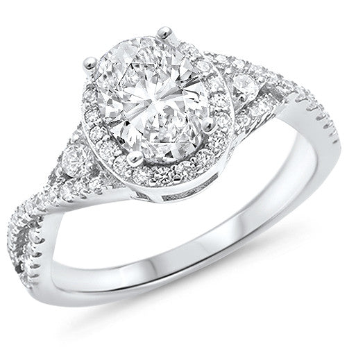CLOSEOUT! Prong Oval Shape CZ .925 Sterling Silver Ring