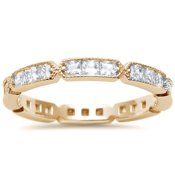 Closeout!Yellow Gold Plated Antique Style Eternity .925 Sterling Silver Ring