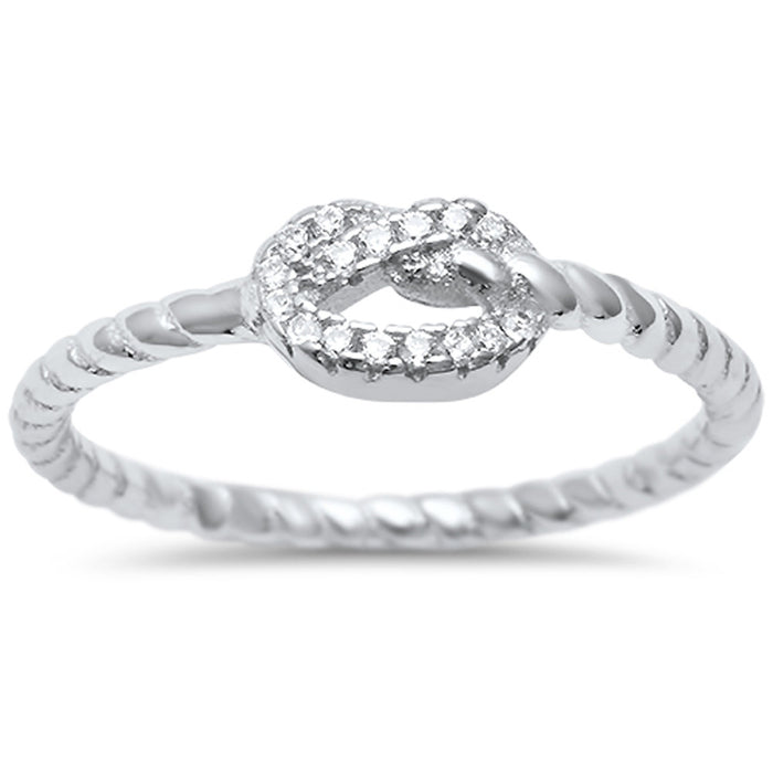 CLOSEOUT!Heart Love Knot Design .925 Sterling Silver Ring Sizes 4-10