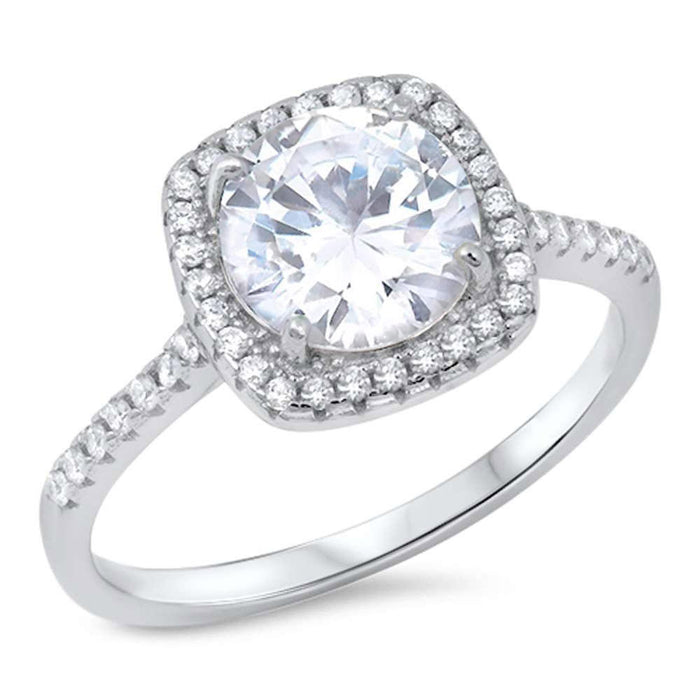 CLOSEOUT! Round Shape Cubic Zirconia .925 Sterling Silver Ring
