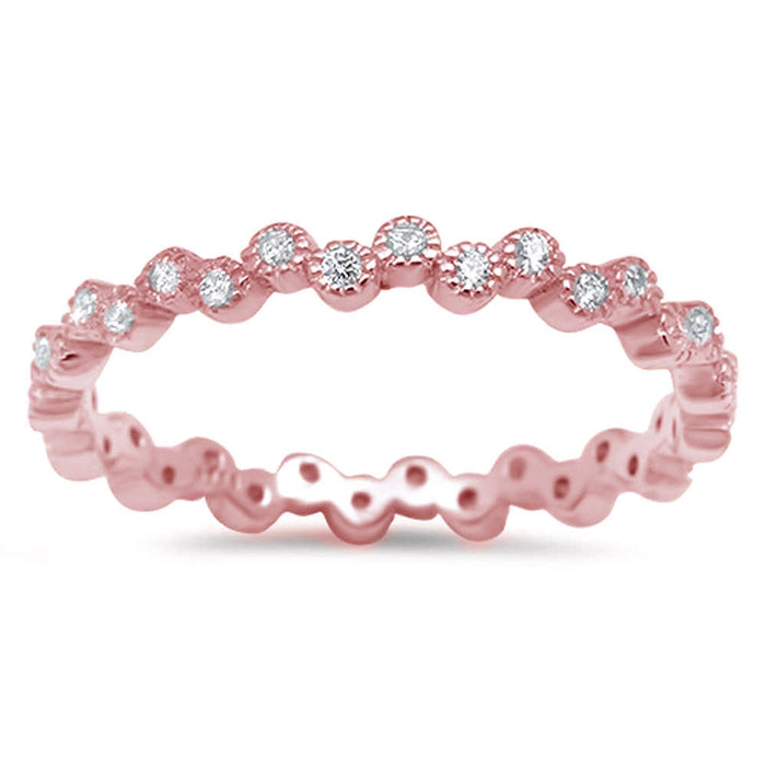 CLOSEOUT! Rose Gold Plated Eternity Band Cubic Zirconia .925 Sterling Silver Ring Sizes 4-10