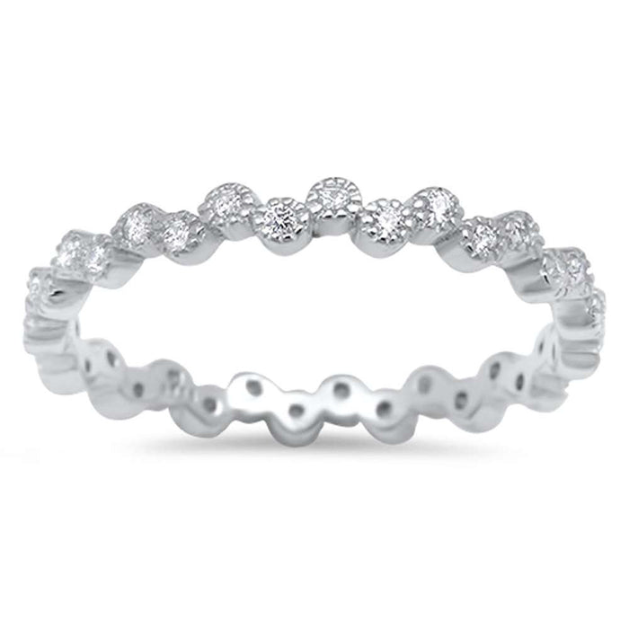 CLOSEOUT! Eternity Band Cubic Zirconia .925 Sterling Silver Ring Sizes 4-10