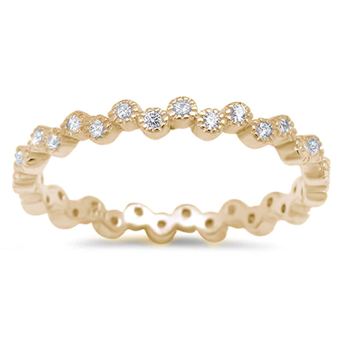 CLOSEOUT! Yellow Gold Plated Eternity Band Cubic Zirconia .925 Sterling Silver Ring