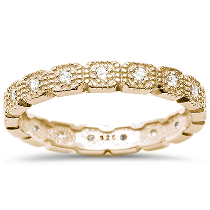 CLOSEOUT!Yellow Gold Plated Cz Eternity Band .925 Sterling Silver Ring