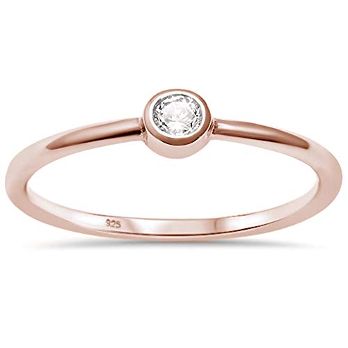 CLOSEOUT! Rose Gold Plated CZ Bezel Engagement Ring