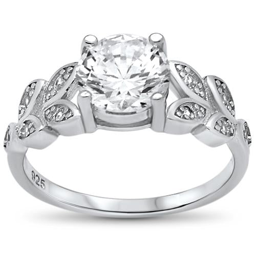 CLOSEOUT! Round Solitaire Cubic Zirconia Engagement .925 Sterling Silver Ring