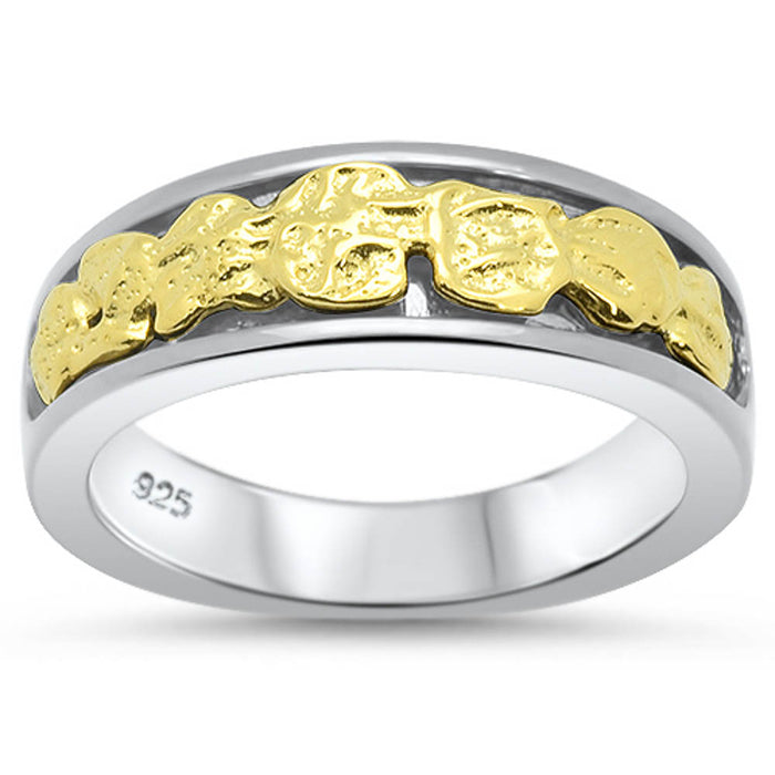 CLOSEOUT! Black Plated Nugget Band .925 Sterling Silver Ring
