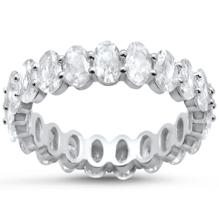 Oval Cubic Zirconia .925 Sterling Silver Eternity Band Ring