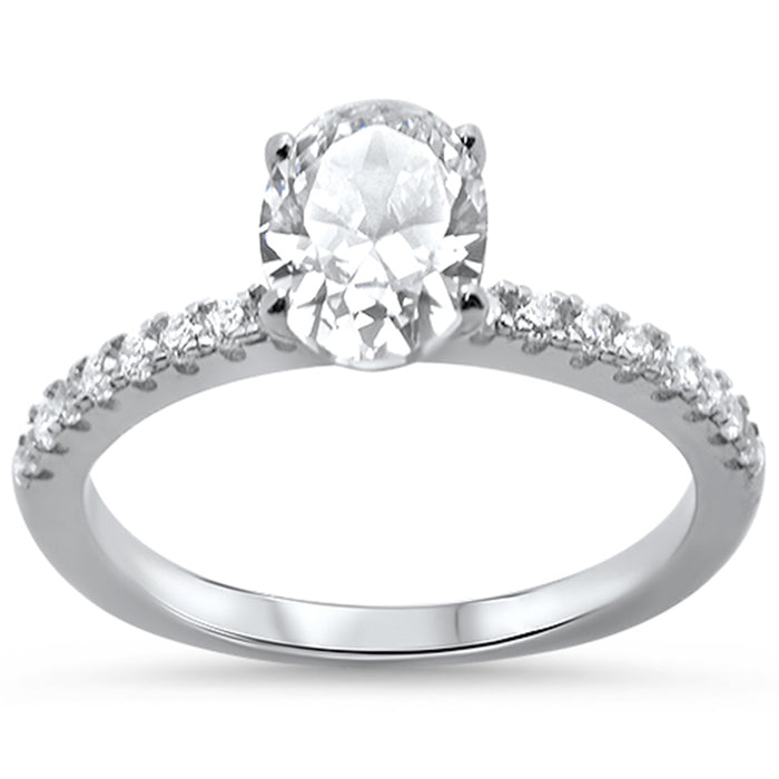 New Cubic-Zirconia Oval Shape .925 Sterling Silver Ring Size 4-10