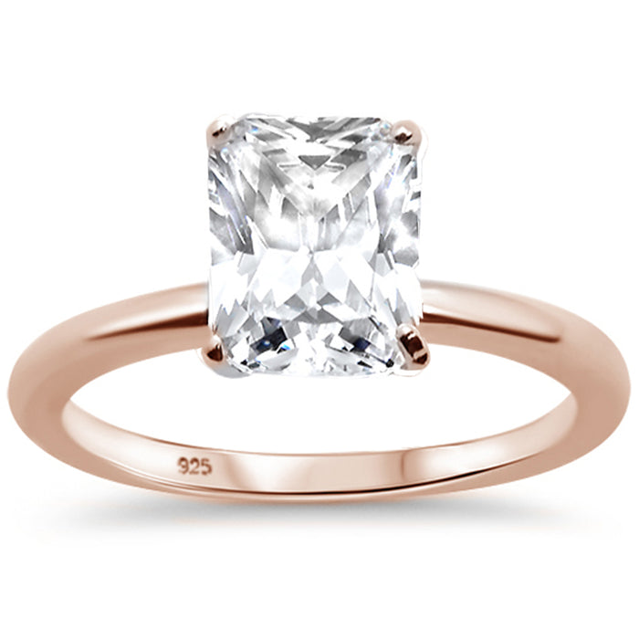 CLOSEOUT! 2.50ct 9x7mm Rose Gold Plated Radiant Cut Cubic Zirconia .925 Sterling Silver Solitaire Engagement RingSizes 4-9