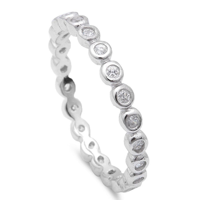 CLOSEOUT! CZ Silver .925 Sterling Silver Stackable Band Sizes 3-11