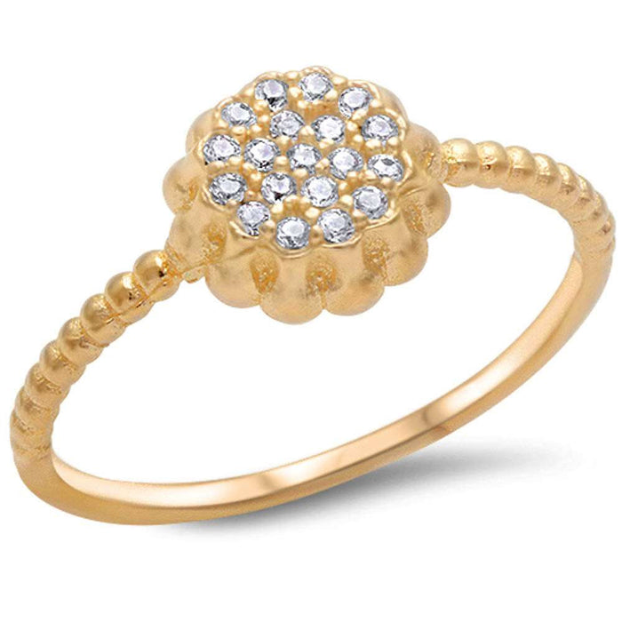 CLOSEOUT!Yellow Gold Plated Micro Pave Cz .925 Sterling Silver Ring