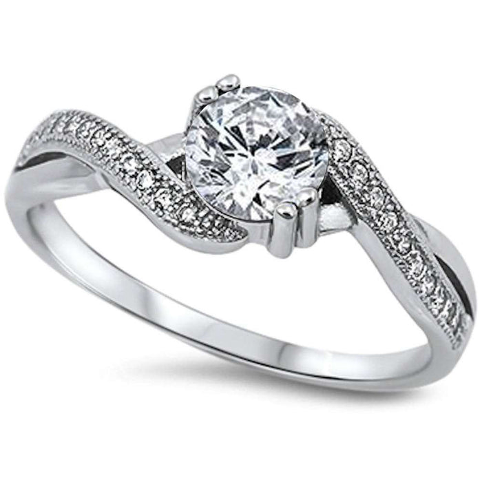 CLOSEOUT!Round Cubic Zirconia .925 Sterling Silver Ring