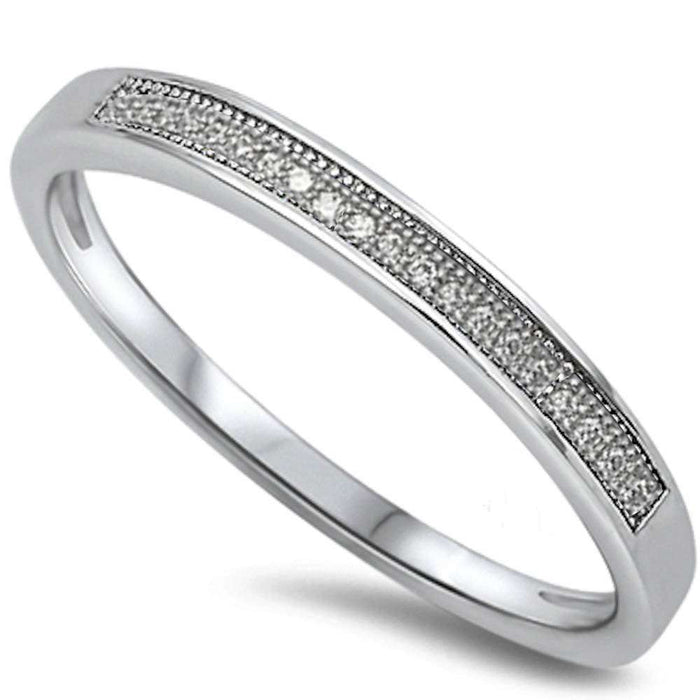 CLOSEOUT! Micro pave Cubic Zirconia Band .925 Sterling Silver Ring