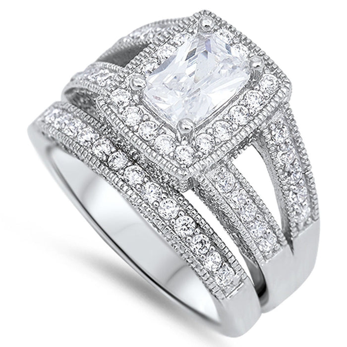 CLOSEOUT! Radiant-cut Cubic Zirconia .925 Sterling Silver Ring