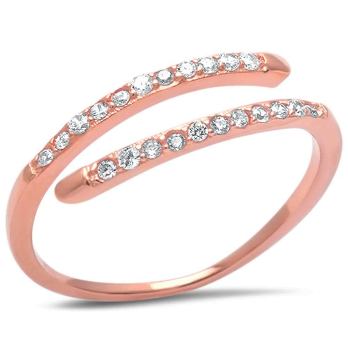 CLOSEOUT!Rose Gold Plated Cz .925 Sterling Silver Fashion Ring