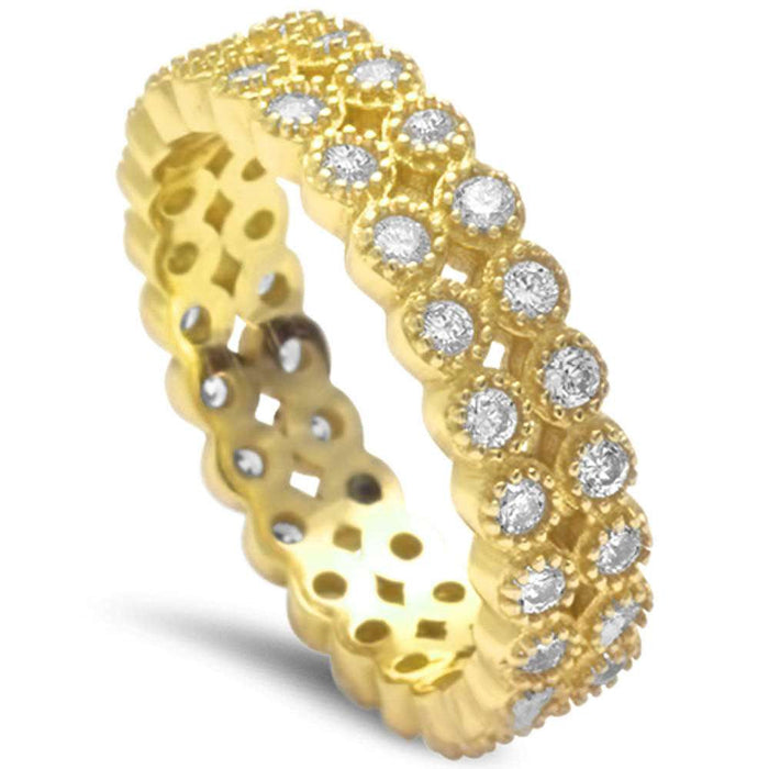 CLOSEOUT! Yellow Gold Plated Cz Wedding Engagement Band .925 Sterling Silver Ring Sizes 5-10