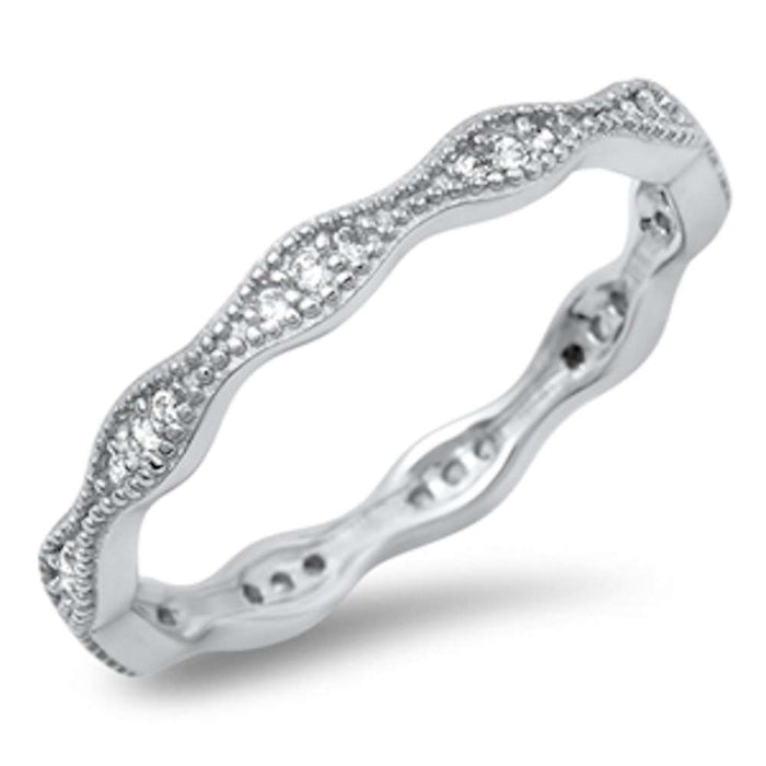 CLOSEOUT!New Eternity Band Cubic Zirconia .925 Sterling Silver Ring