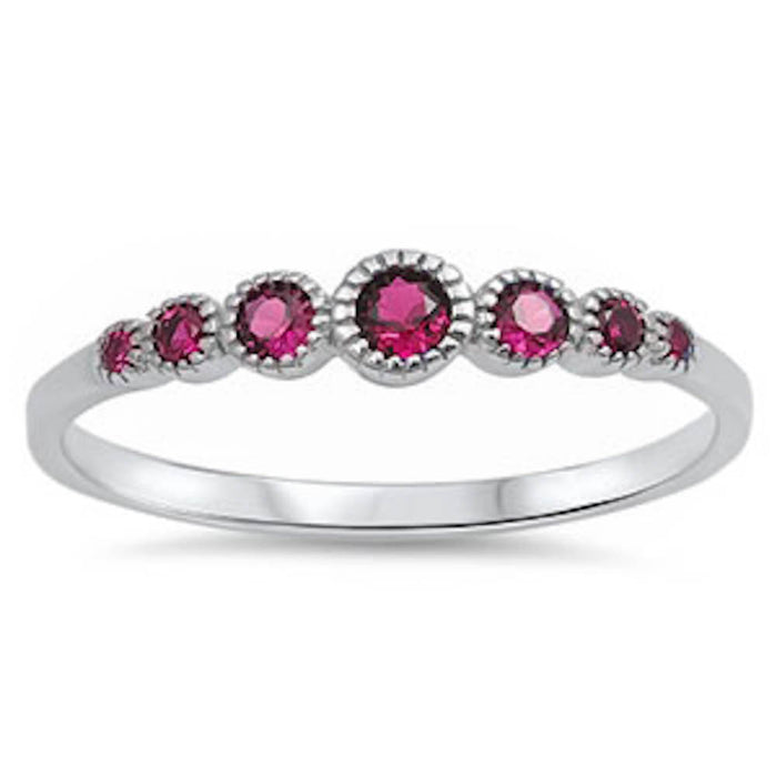 CLOSEOUT!Seven Round Ruby .925 Sterling Silver Ring