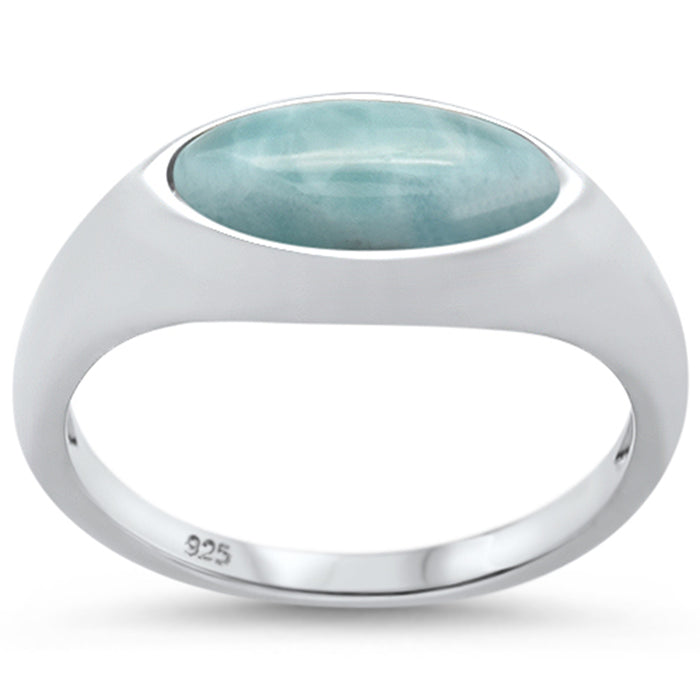 Natural Larimar Design .925 Sterling Silver Ring Sizes 6-8
